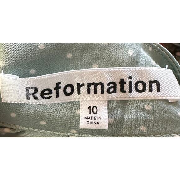 Reformation Samuel Polka Dot Silk Mini Dress Size 10 - Picture 4 of 5